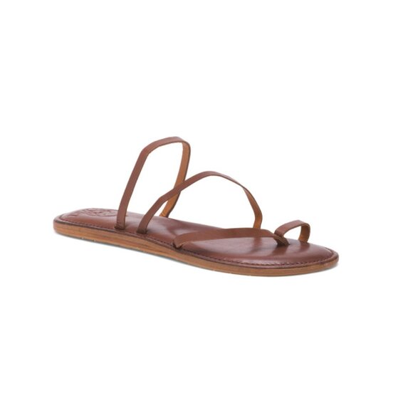 PIORRI Maroon Handmade In Pakistan Leather Strappy Flat Sandals - Picture 1 of 2